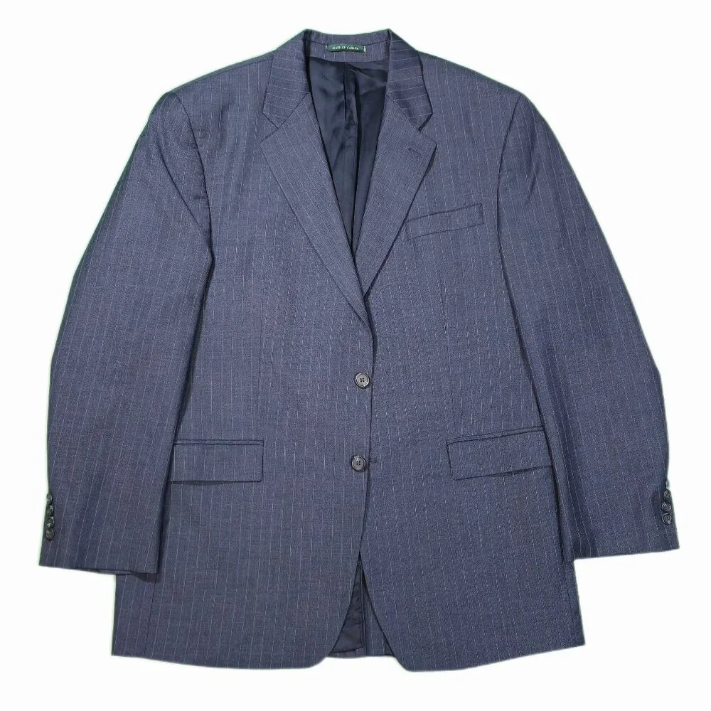 Ralph Lauren Blazer‎ 100% Virgin Wool Pinstripe Made in Canada Size 44L